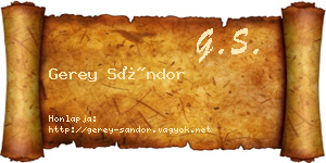 Gerey Sándor névjegykártya